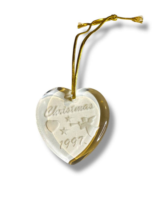 Dated 1997 Glass Christmas Ornament Heart Angel Star 2.75"