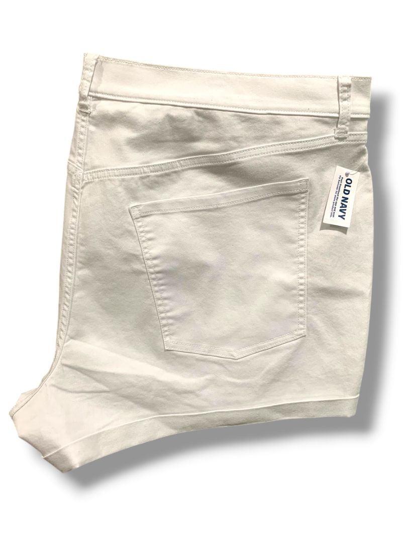 Size 24 Old Navy Womens Plus Size New Cuffed White Jean Shorts Mid-Rise