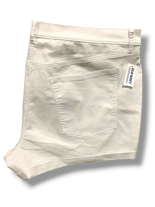 Size 24 Old Navy Womens Plus Size New Cuffed White Jean Shorts Mid-Rise