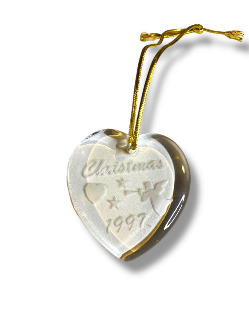 Dated 1997 Glass Christmas Ornament Heart Angel Star 2.75"