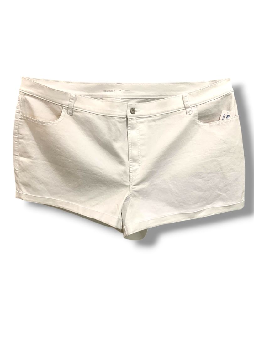 Size 24 Old Navy Womens Plus Size New Cuffed White Jean Shorts Mid-Rise