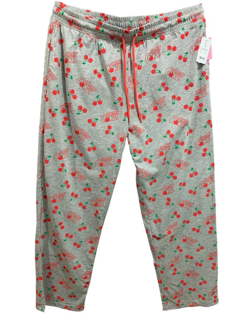 Size 1X Coca-Cola Womens New Heathered Gray PJ Lounge Pants Cherry Coke