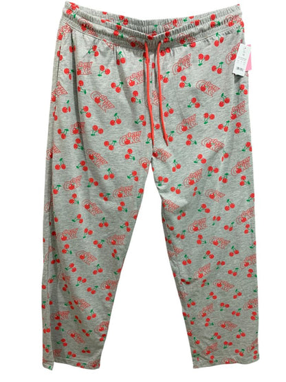 Size 1X Coca-Cola Womens New Heathered Gray PJ Lounge Pants Cherry Coke