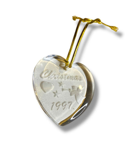 Dated 1997 Glass Christmas Ornament Heart Angel Star 2.75"