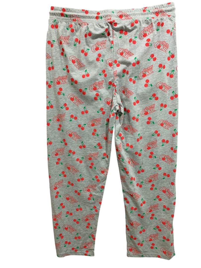 Size 1X Coca-Cola Womens New Heathered Gray PJ Lounge Pants Cherry Coke