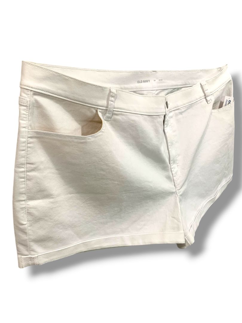 Size 24 Old Navy Womens Plus Size New Cuffed White Jean Shorts Mid-Rise