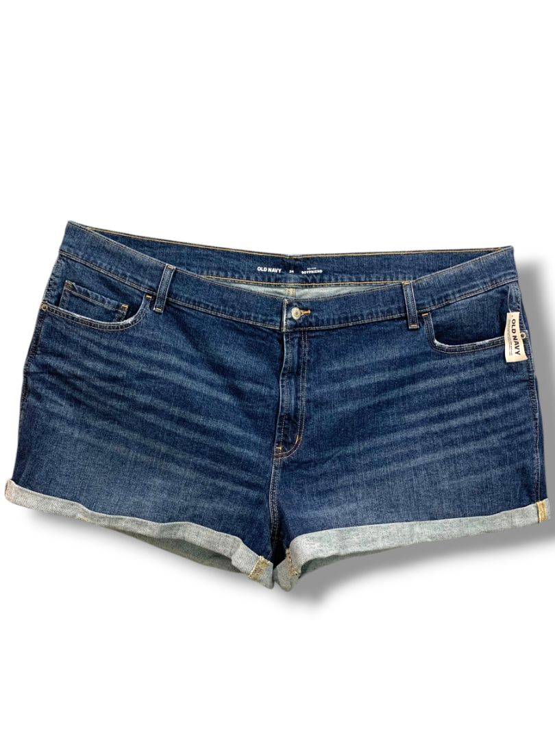 Size 24 Old Navy Womens Plus Size New Cuffed Jean Shorts Mid-Rise Boyfriend