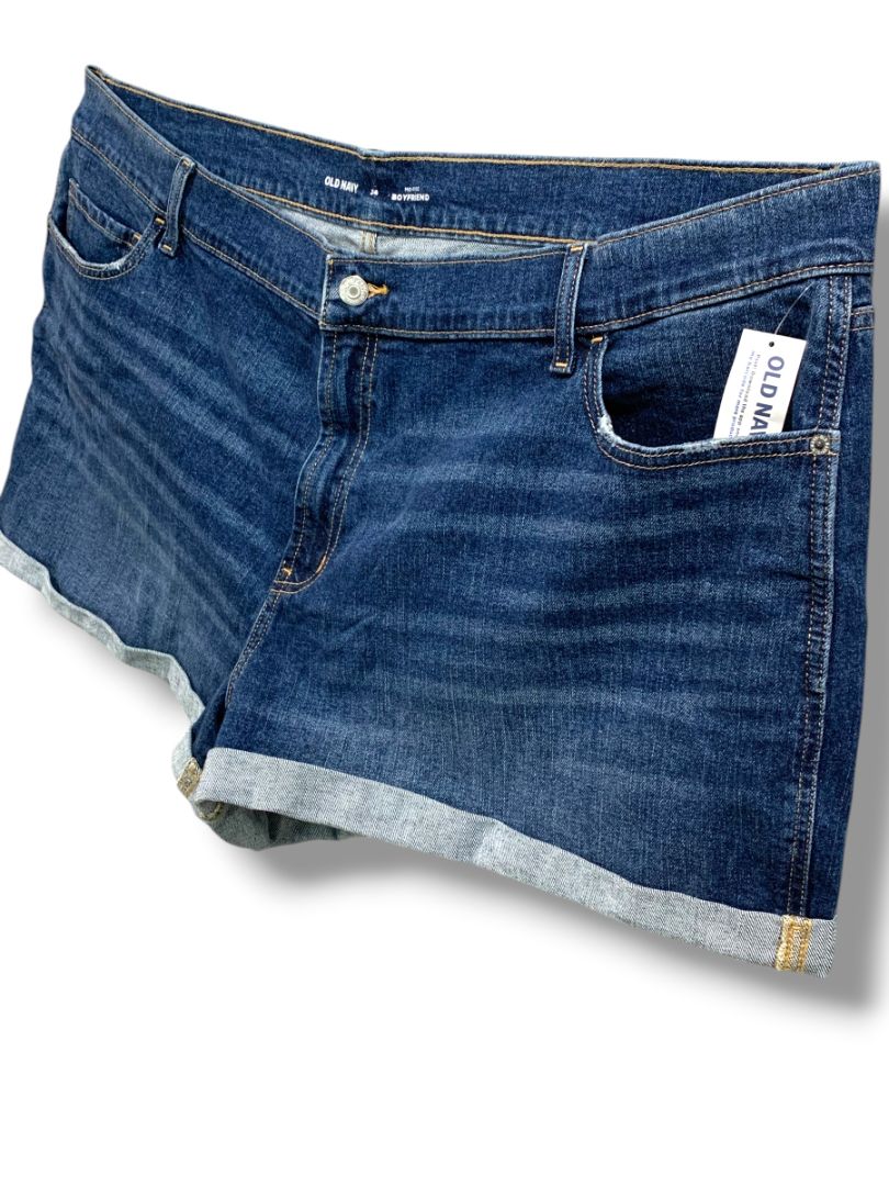 Size 24 Old Navy Womens Plus Size New Cuffed Jean Shorts Mid-Rise Boyfriend