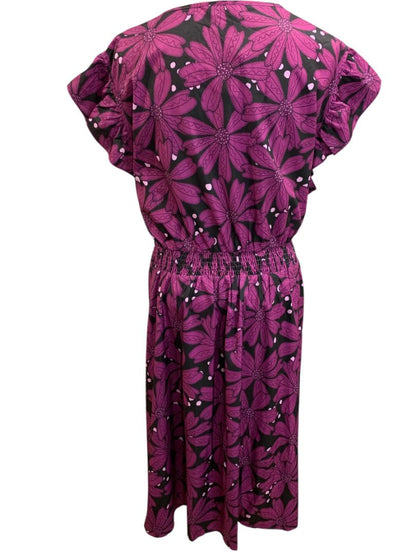 Size 26 Bloomchic New Purple Floral Pullover Dress V-Neck Pockets