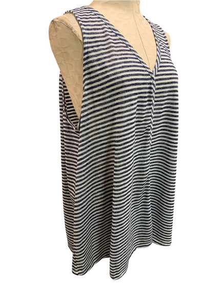 Size 3X Torrid Womens V-Neck Tank Top Shirt Blue Cream Stripes