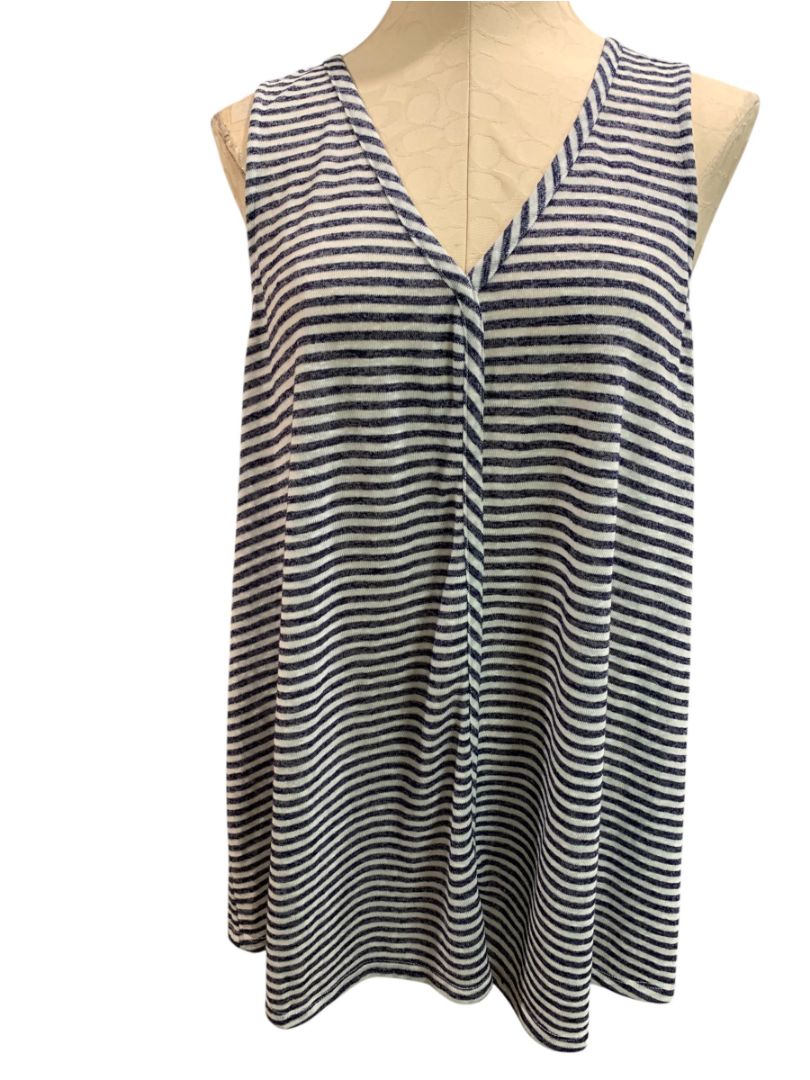 Size 3X Torrid Womens V-Neck Tank Top Shirt Blue Cream Stripes