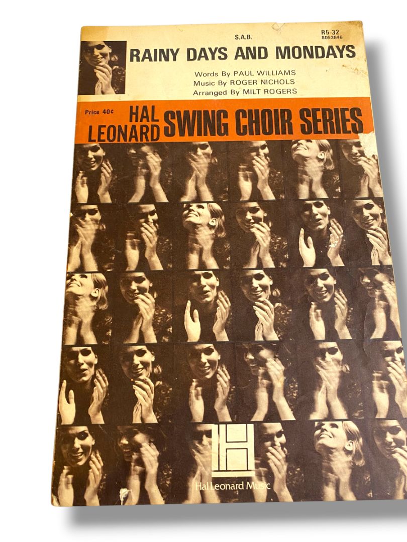 1970 Rainy Days and Mondays Hal Leonard Sheet Music Swing Choir Series R5-32