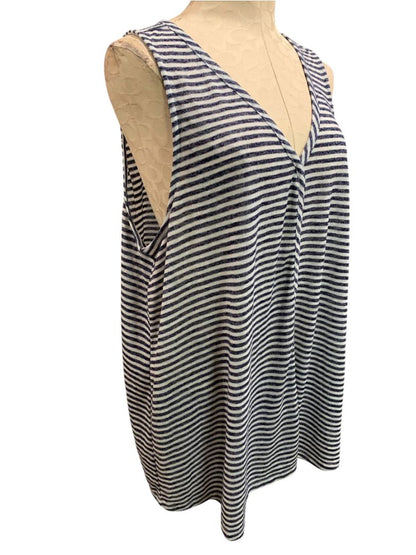 Size 3X Torrid Womens V-Neck Tank Top Shirt Blue Cream Stripes