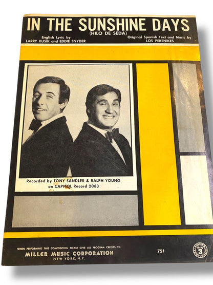 1967 In the Sunshine Days Sheet Music Hilo de Seda Kusik Snyder