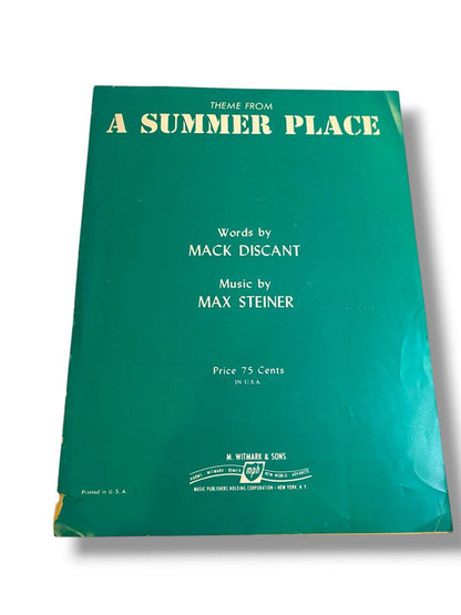 1959 Theme from A Summer Place Sheet Music Discanto Steiner M. Whitmark & Sons