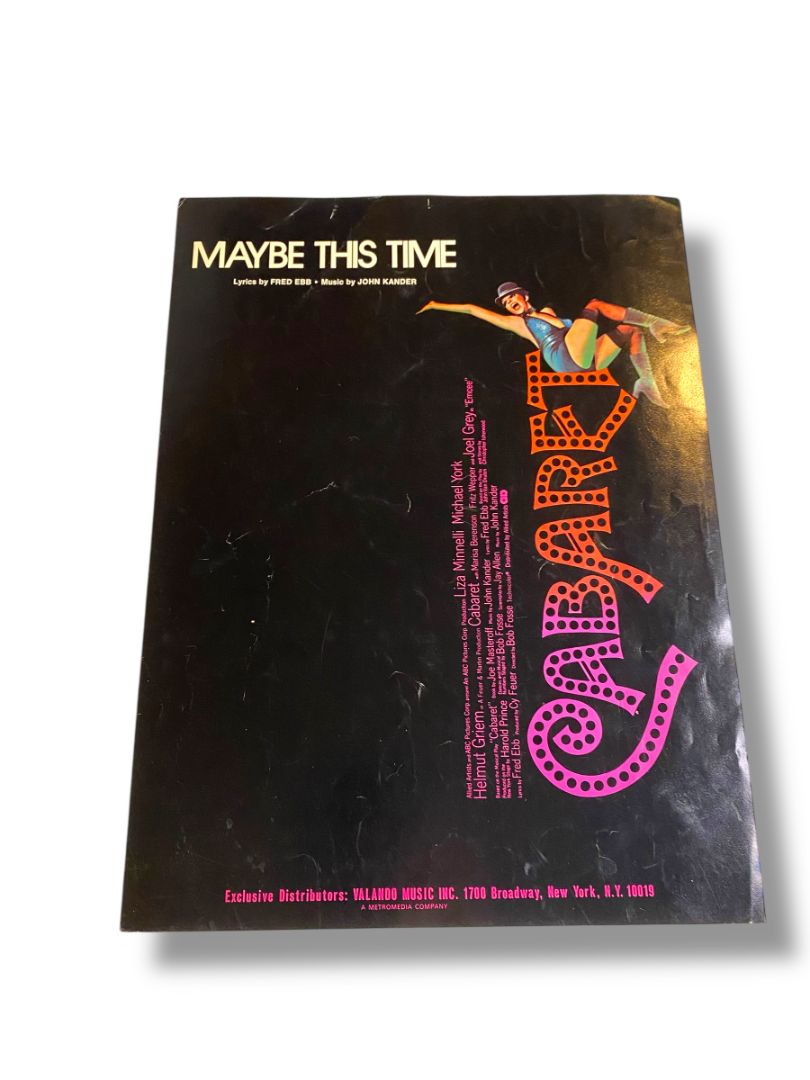 1972 Maybe This Time Cabaret Sheet Music Valando Music