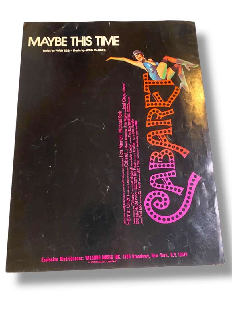 1972 Maybe This Time Cabaret Sheet Music Valando Music