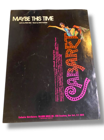 1972 Maybe This Time Cabaret Sheet Music Valando Music