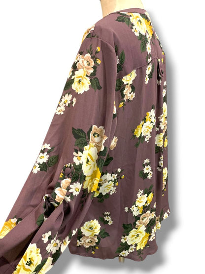 2X Torrid Harper New Womens Slightly Sheer Blouse Floral Roll Tab Sleeve