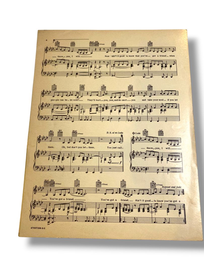 1971 You've Got a Friend Sheet Music Carole King Screen-Gems Columbia