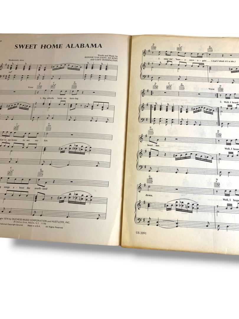 1974 Sweet Home Alabama Sheet Music Lynrd Skynyrd Van Zant King Rossington