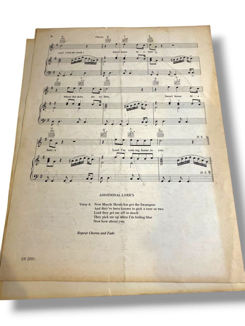 1974 Sweet Home Alabama Sheet Music Lynrd Skynyrd Van Zant King Rossington