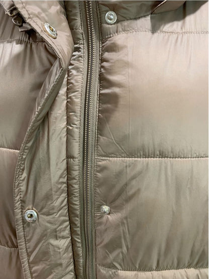 Size 3X Susan Graver Weekend Brown Winter Puffer Vest Detachable Hood Womens