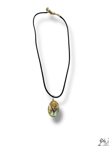 Rope Necklace Glass 1" Tree Pendant 17-19" Lobster Clasp