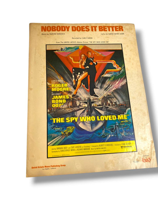 1977 Nobody Does it Better Sheet Music The Spy Who Loved Me Carly Simon