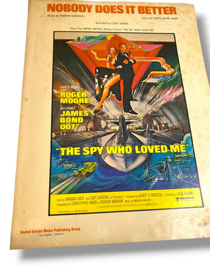 1977 Nobody Does it Better Sheet Music The Spy Who Loved Me Carly Simon