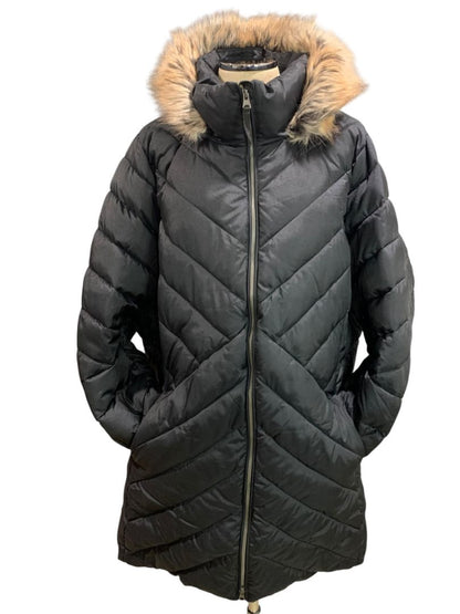 3X Lands End Womens Longline Puffer Parker Jacket Faux Fur Trim