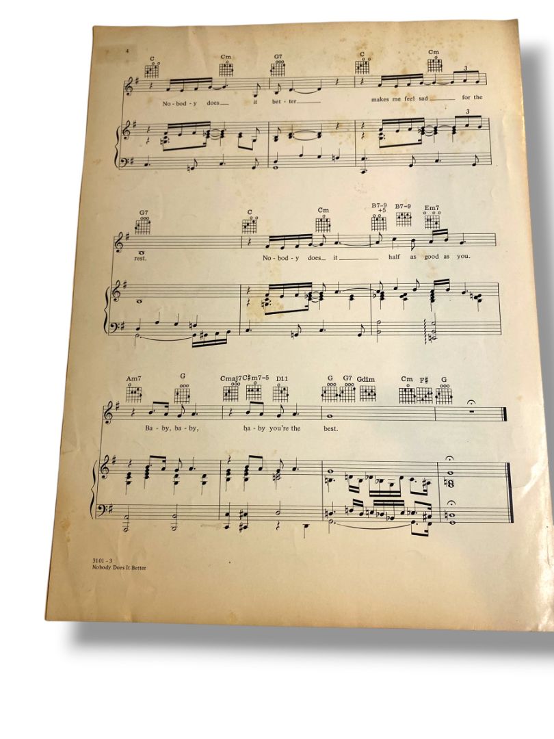1977 Nobody Does it Better Sheet Music The Spy Who Loved Me Carly Simon
