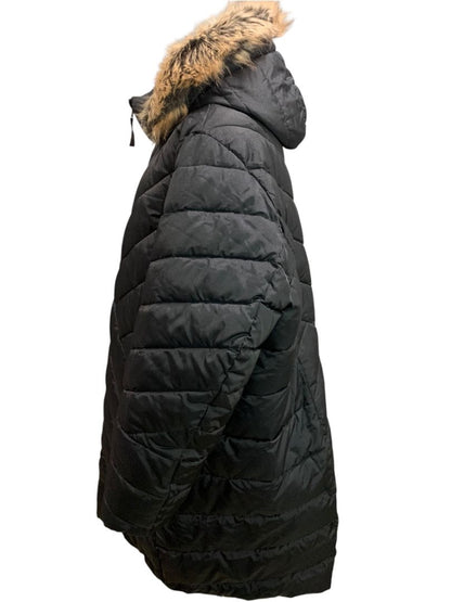 3X Lands End Womens Longline Puffer Parker Jacket Faux Fur Trim