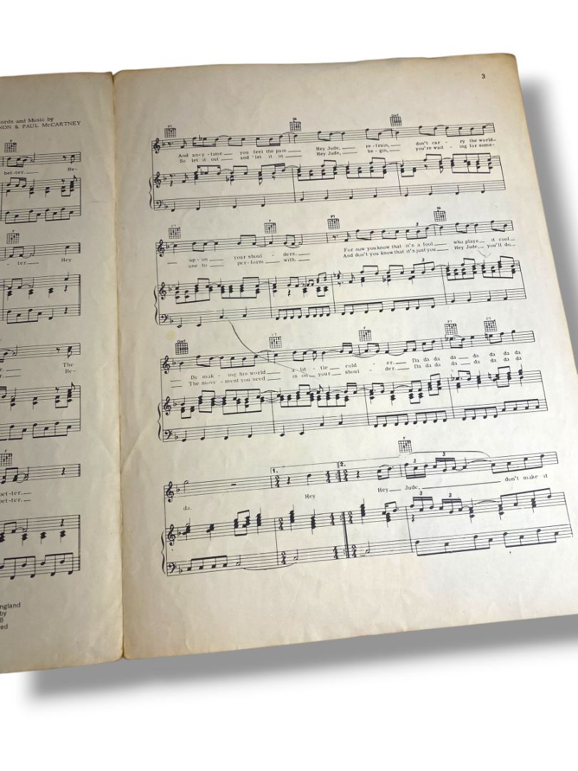 1968 Hey Jude Sheet Music John Lennon and Paul McCartney Maclen Music Inc