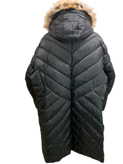 3X Lands End Womens Longline Puffer Parker Jacket Faux Fur Trim