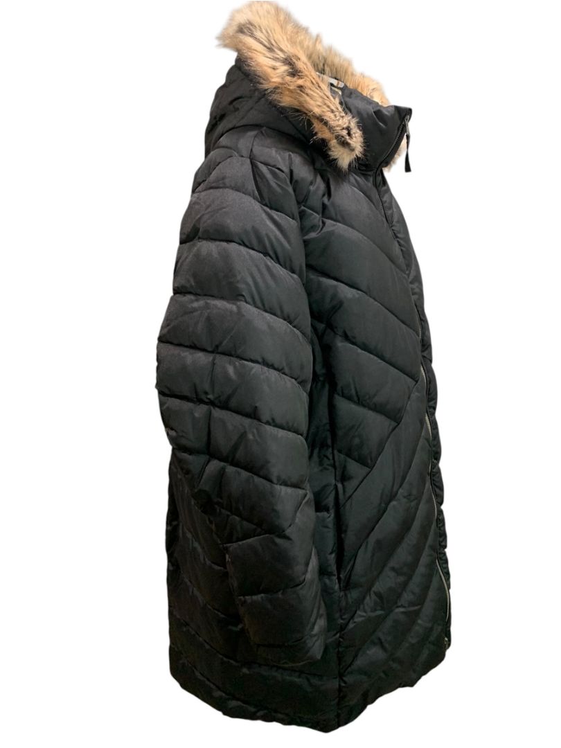 3X Lands End Womens Longline Puffer Parker Jacket Faux Fur Trim