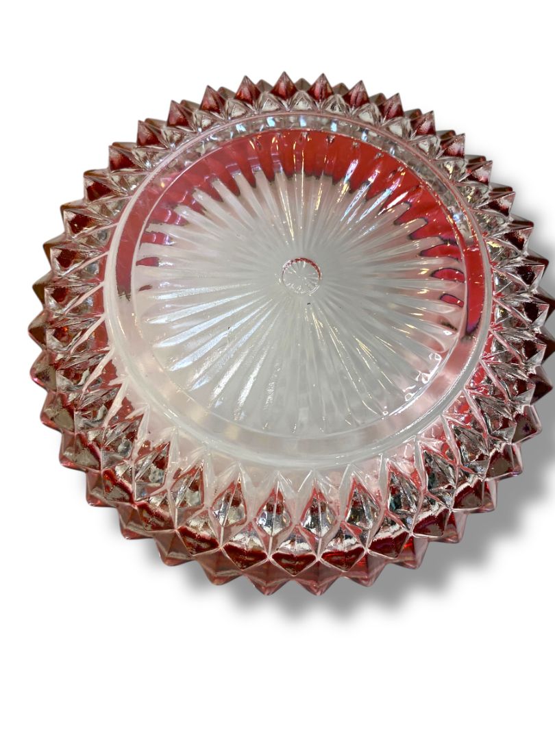 Vintage Indiana Glass Diamond Point Ruby Red Flash Candy Dish Bowl 5"