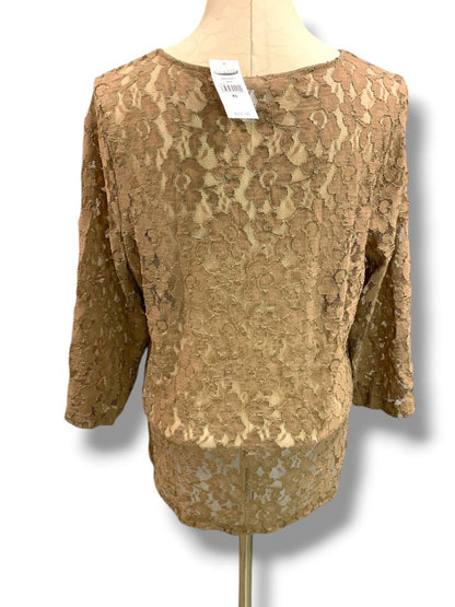 XL Old Navy Womens New Sheer Stretch Lace Shirt Brown