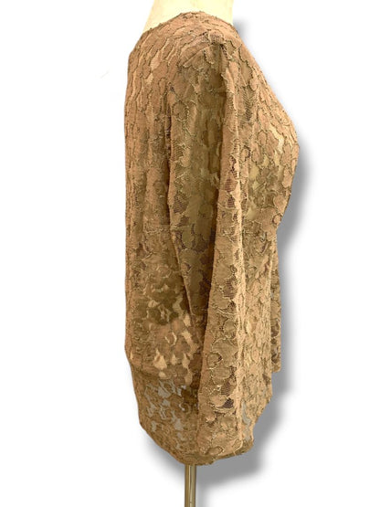 XL Old Navy Womens New Sheer Stretch Lace Shirt Brown
