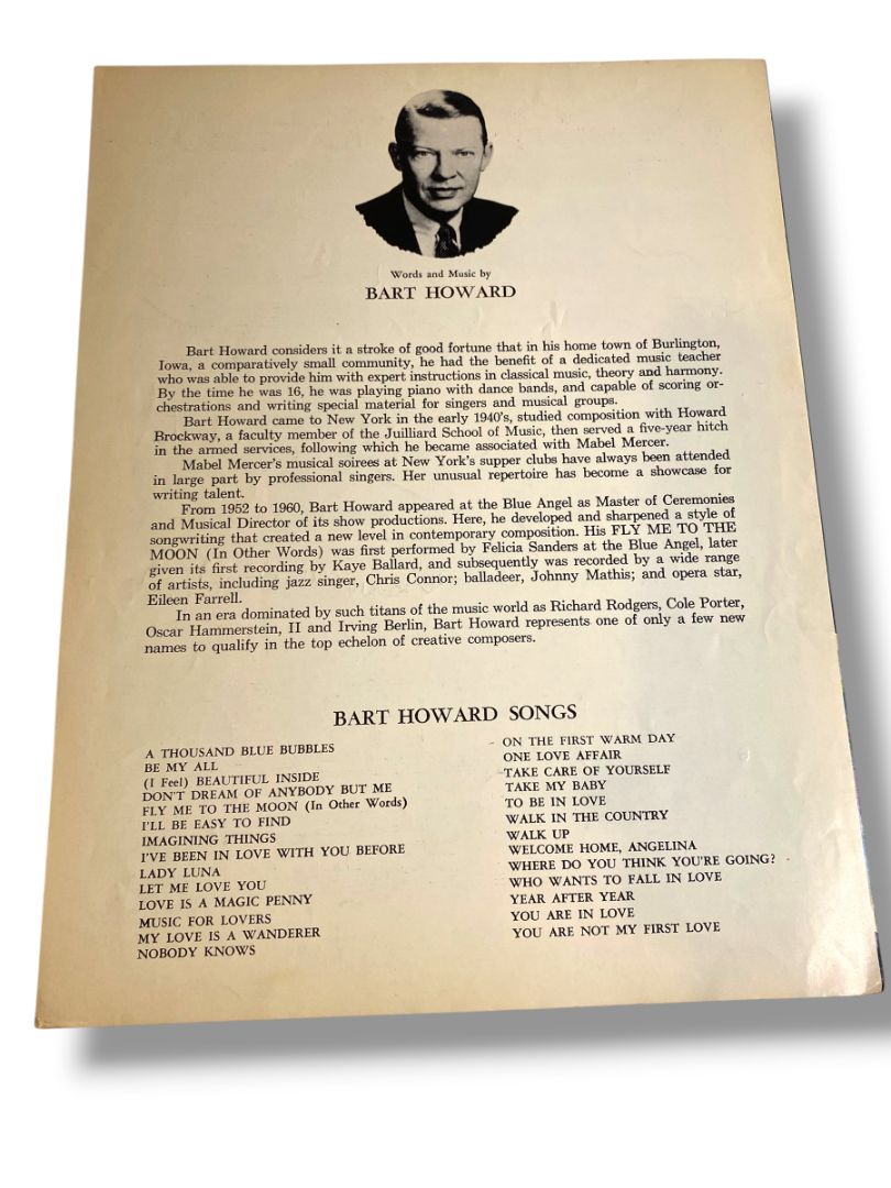1954 Fly to the Moon Sheet Music Bart Howards TRO Almanac Music Inc