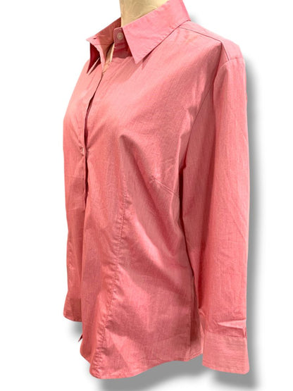 XL New York & Co Womens Pink City Stretch 3/4 Sleeve Button Up