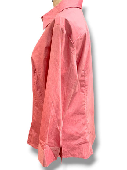 XL New York & Co Womens Pink City Stretch 3/4 Sleeve Button Up
