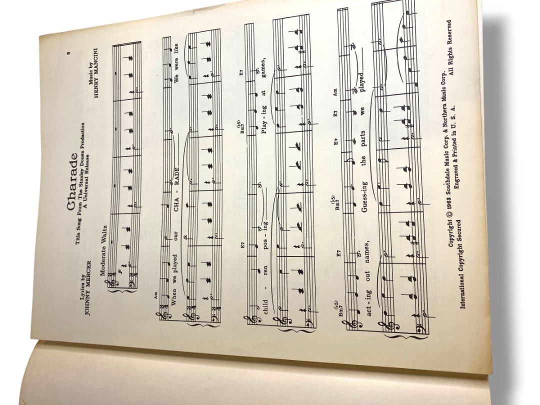1963 Charade Henry Mancini Sheet Music Johnny Mercer Southdale Music Corp