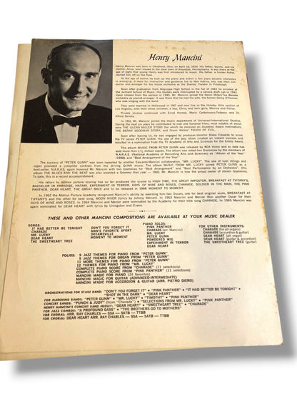 1963 Charade Henry Mancini Sheet Music Johnny Mercer Southdale Music Corp
