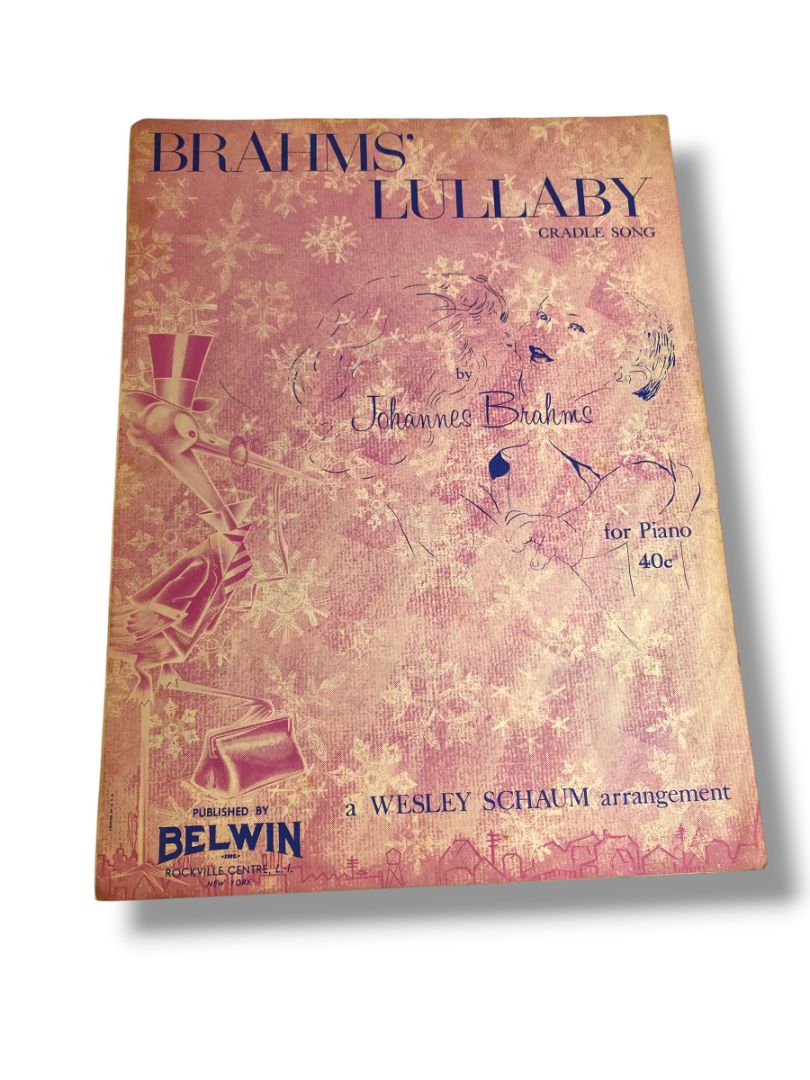 1957 Brahms' Lullaby Cradle Song Sheet Music Johannes Brahms Wesley Schaum Belwin