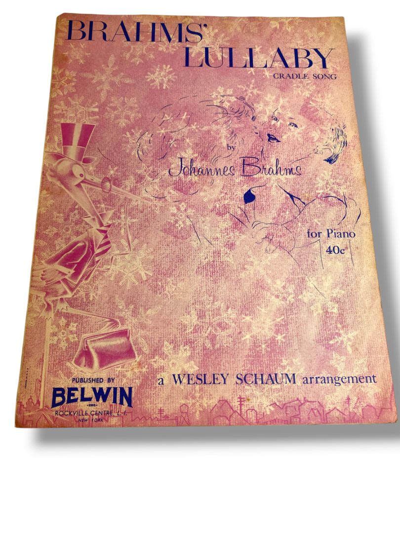1957 Brahms' Lullaby Cradle Song Sheet Music Johannes Brahms Wesley Schaum Belwin