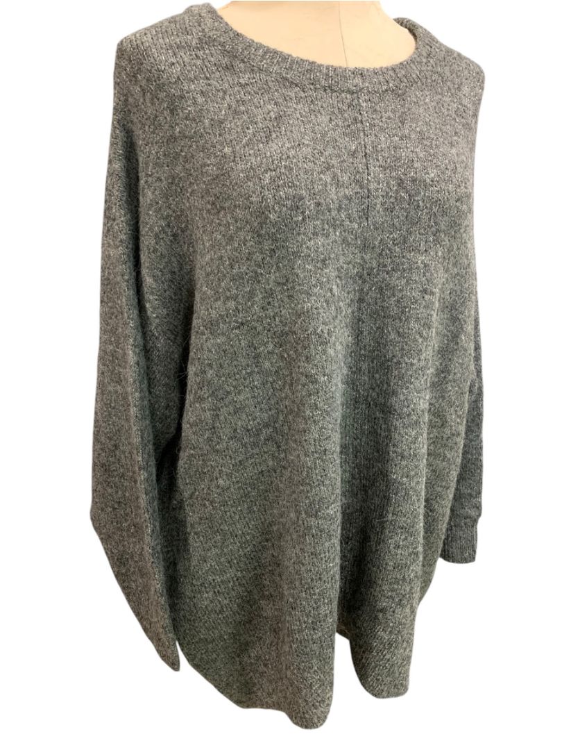 Size 3X Old Navy Womens New Fuzzy Charcoal Gray Sweater Soft Crewneck