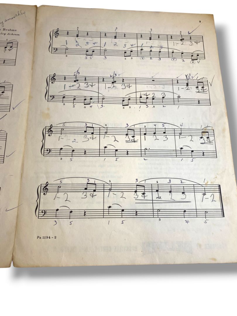 1957 Brahms' Lullaby Cradle Song Sheet Music Johannes Brahms Wesley Schaum Belwin