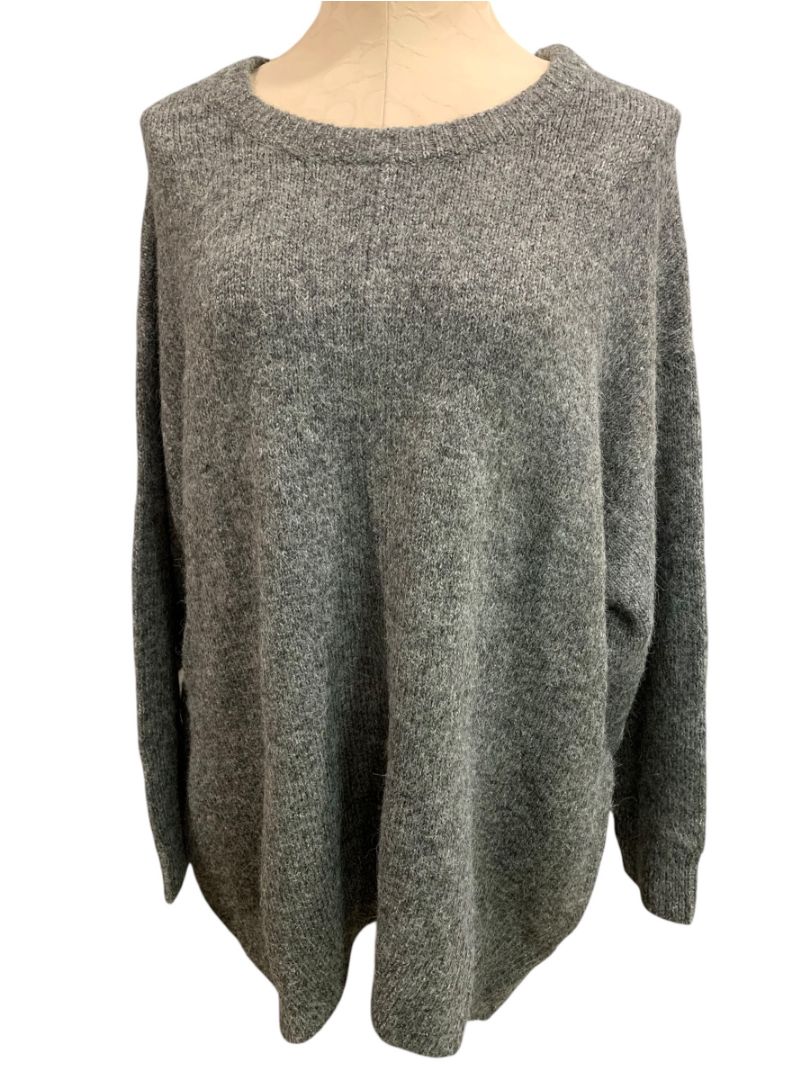 Size 3X Old Navy Womens New Fuzzy Charcoal Gray Sweater Soft Crewneck