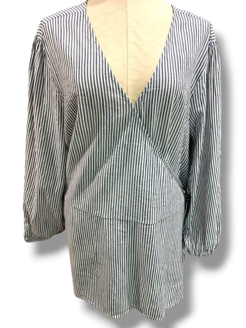 3X Old Navy Womens New Plus Size Blue White Striped Blouse Shirt
